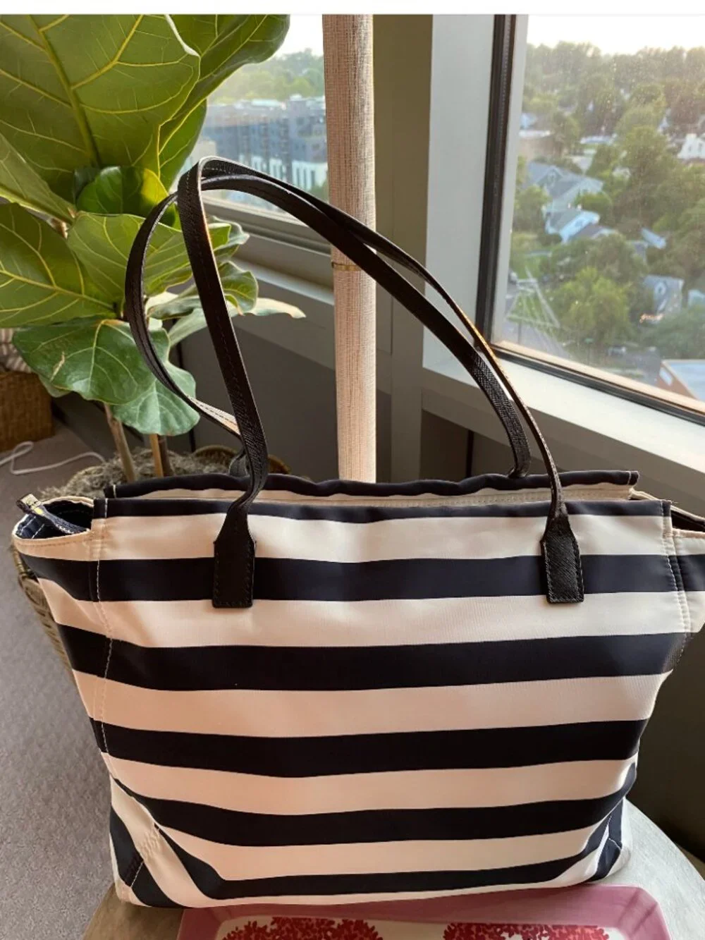Kate Spade Blake Avenue Taden Striped Tote Bag Black & White